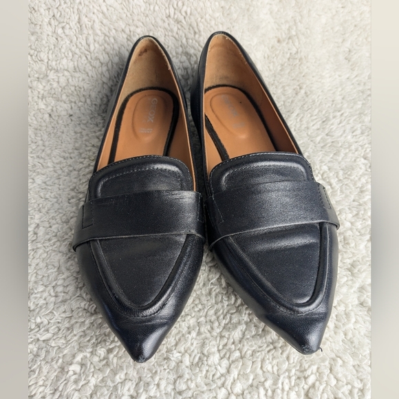 GEOX women Charyssa Ballet Flat Leather Shoes Size 38 = 8 US Black Color - Picture 2 of 9